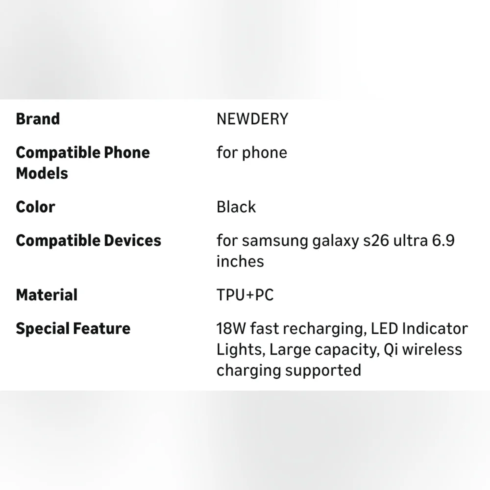 NIB Samsung Galaxy A26 Ultra 9500 mAh Battery Case Qi Wireless Charger Charging